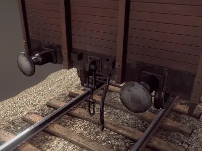 Railway Covered Goods Wagon 18T Vr4 Medic Orange Low-poly 3D model