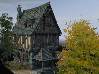 Medieval watermill 3D model