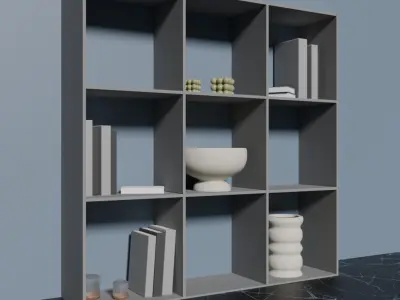 VAYS grey shelf for books and toys 3D model