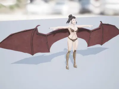 Succubus woman with bat wings Low-poly 3D model