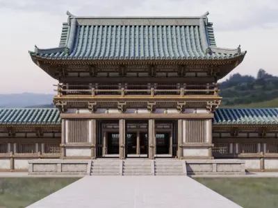 Japanese Modular Temple 2 Low-poly 3D model