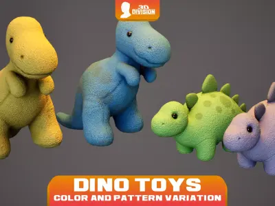 Dinosaur Plush Toys - PBR Game Ready - LOW POLY Low-poly 3D model
