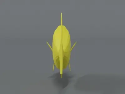 Low Poly Cartoon Yellow Tang Fish Low-poly 3D model