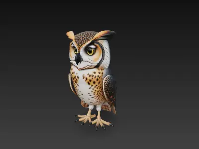 Owl Wild 3D Model Basic - Low Poly Simple Low-poly 3D model