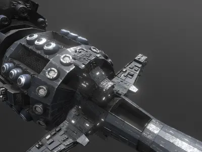 Station 42 - Mid to Low Poly Highly Detailed PBR Space Station Low-poly 3D model