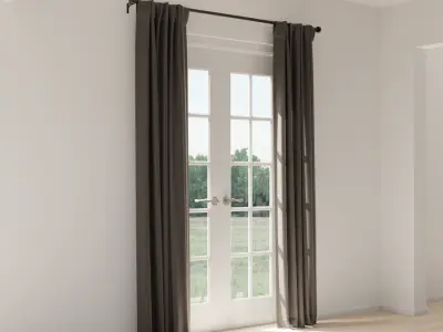  Back Tab Open Curtains Model, Grey 