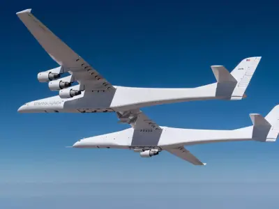 Stratolaunch fighter jet flying 3D model
