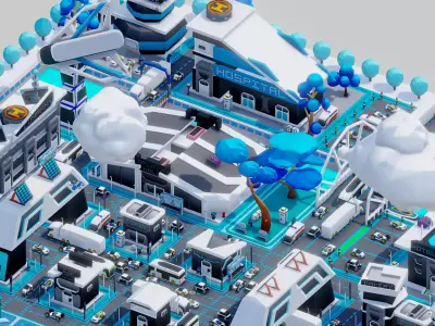 Smart City Low Polly Low-poly 3D model