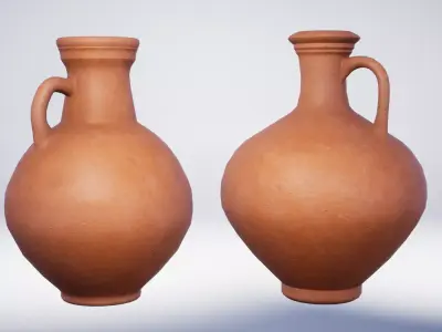 Roman Terracotta Flagons - 2 Variations Low-poly 3D model