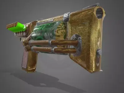 Steampunk Pistol PBR game ready Free low-poly 3D model