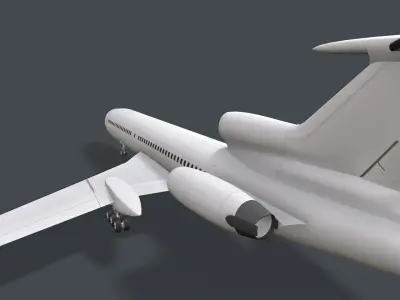 Tupolev Tu-154 Blank Animated Low-poly 3D model