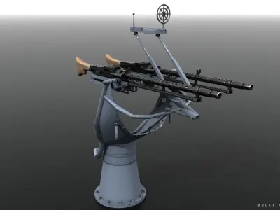 MG34 Zwillingsockel36 A Low-poly 3D model