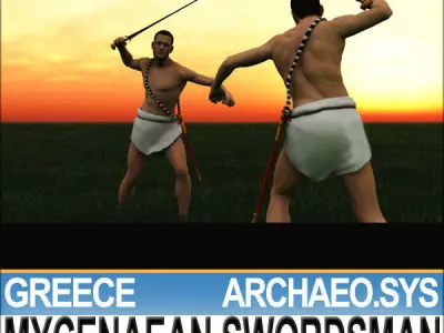 Ancient Greek Mycenaean Swordsman Set Poser Daz 3D model