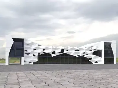 commercial building with parametric facade 3D model