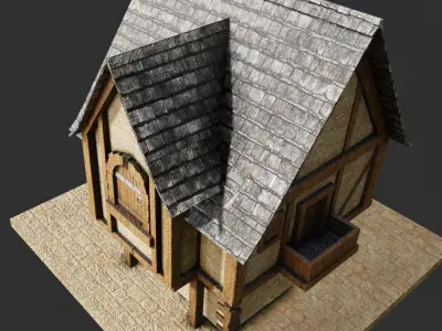 Medieval building with pbr textures Low-poly 3D model