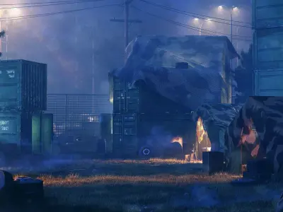 Military Base - Blender Full Scene Low-poly 3D model