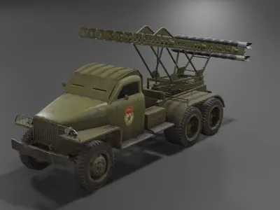 BM-13N Katyusha multiple rocket launcher  Low-poly 3D model