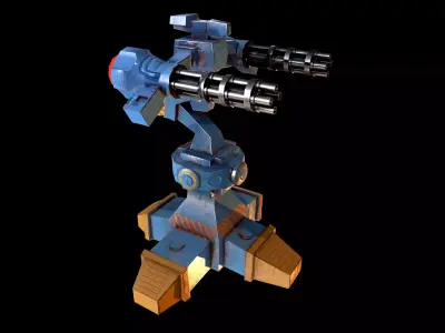 Machine Gun Turret Low-poly 3D model