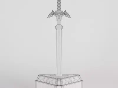 The Master Sword in its pedestal Low-poly 3D model