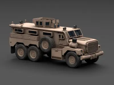 Military Cougar MRAP 6X6 Vehicle Low-poly 3D model