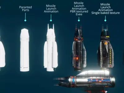 Typhoon MK2 Missile Pack animation and 3d printing Low-poly 3D model