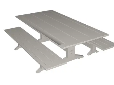 Table and benches 3D model