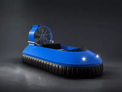 Blue Hovercraft Vehicle Low-poly 3D model