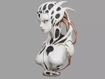 Futuristic Cyborg Female Bust 3D model