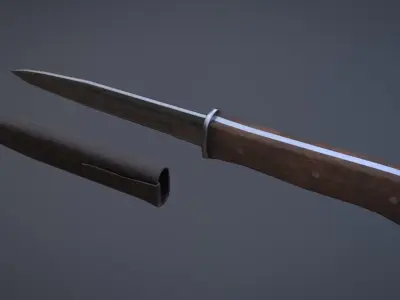 WW1 German Knife with a satch asset Free low-poly 3D model