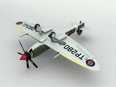 Supermarine Spitfire MK XVIII Aircraft LOW Low-poly 3D model