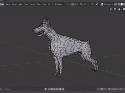 low poly dog doberman Low-poly 3D model