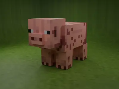  Pig from minecraft Free 3D model