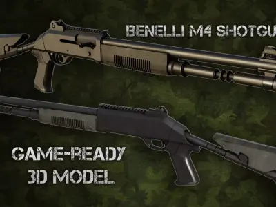 Benelli M4 Shotgun Low-poly 3D model