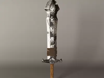 low-poly stylish sword VR-ready AR-ready mobile game asset Low-poly 3D model