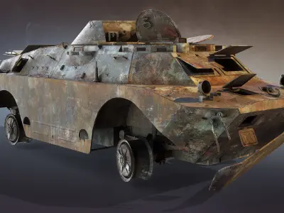 BRDM-2 Burnt Low-poly 3D model