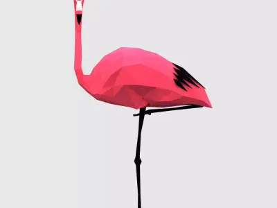 Flamingos flamingo in low polygon style Low-poly 3D model