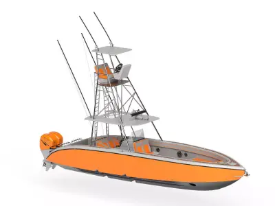Sport fishing boat Orange 3D model