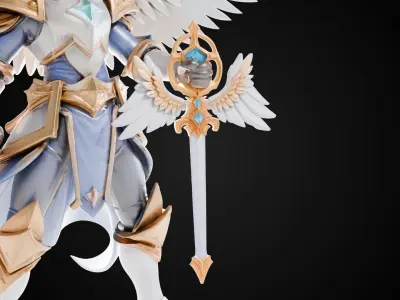 Stylized Sword - Paladin Sword Celestial Verdict - Game Ready 3D model