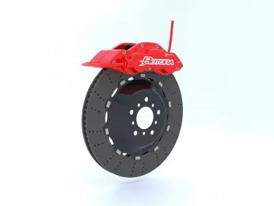 Car brake disc and caliper 3D model