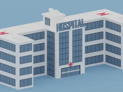 Caortoon Hospital Building Low-poly 3D model