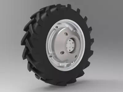 Tractor Wheel Low-poly 3D model