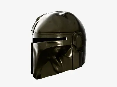 After War Mandalorian Helmet Damaged Sci-Fi Prop Low-poly 3D model