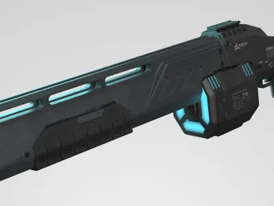 Sci-fi Photonic shotgun Low-poly 3D model