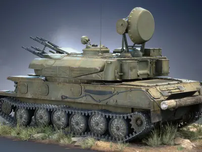 ZSU-23-4 Shilka Game Ready Low-poly 3D model