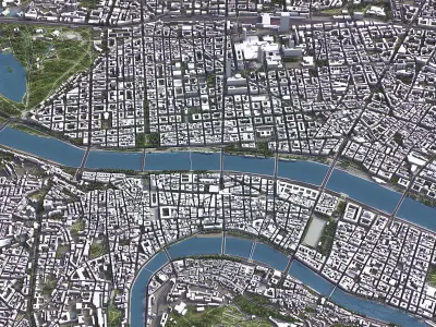 Lyon - 3D City Low-poly 3D model