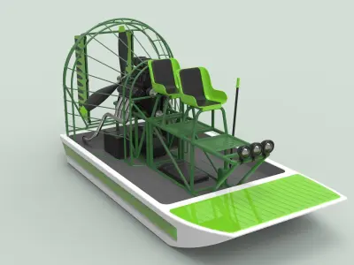 Airboat alligator boat with seats 3D model