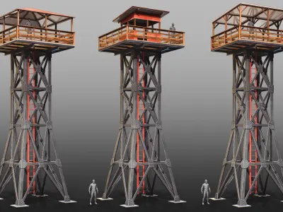 Game-ready Watchtower Set 1 Low-poly 3D model