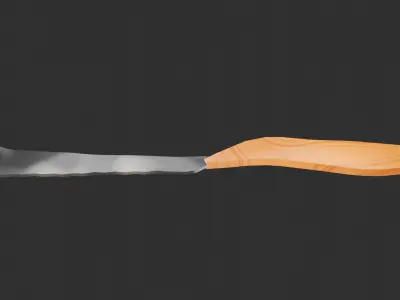 Dinner knife with wooden handle in real dimension Free low-poly 3D model