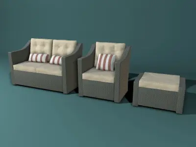 Outdoor Wicker Set Free low-poly 3D model