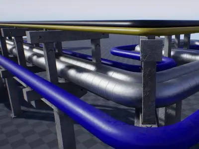 Modular Industrial Pipe Concrete Trestle Low-poly 3D model